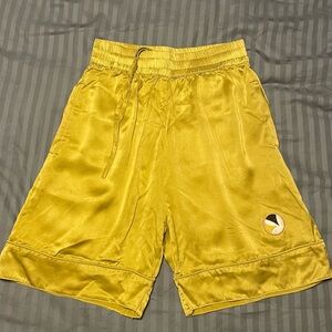 100% Silk playboy big bunny chartreuse green long shorts basketball mulberry